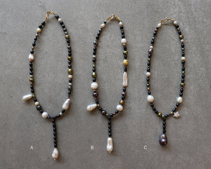 OOAK Pearl Necklace / Black