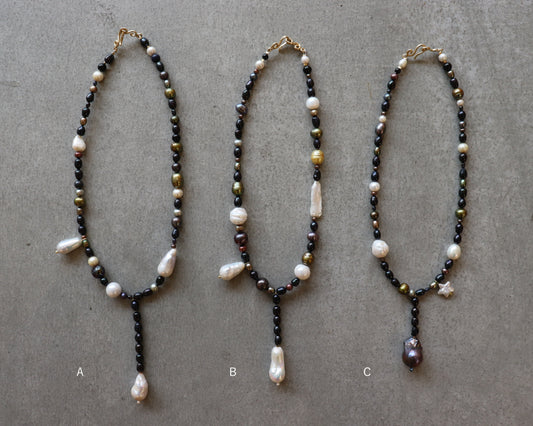 OOAK Pearl Necklace / Black