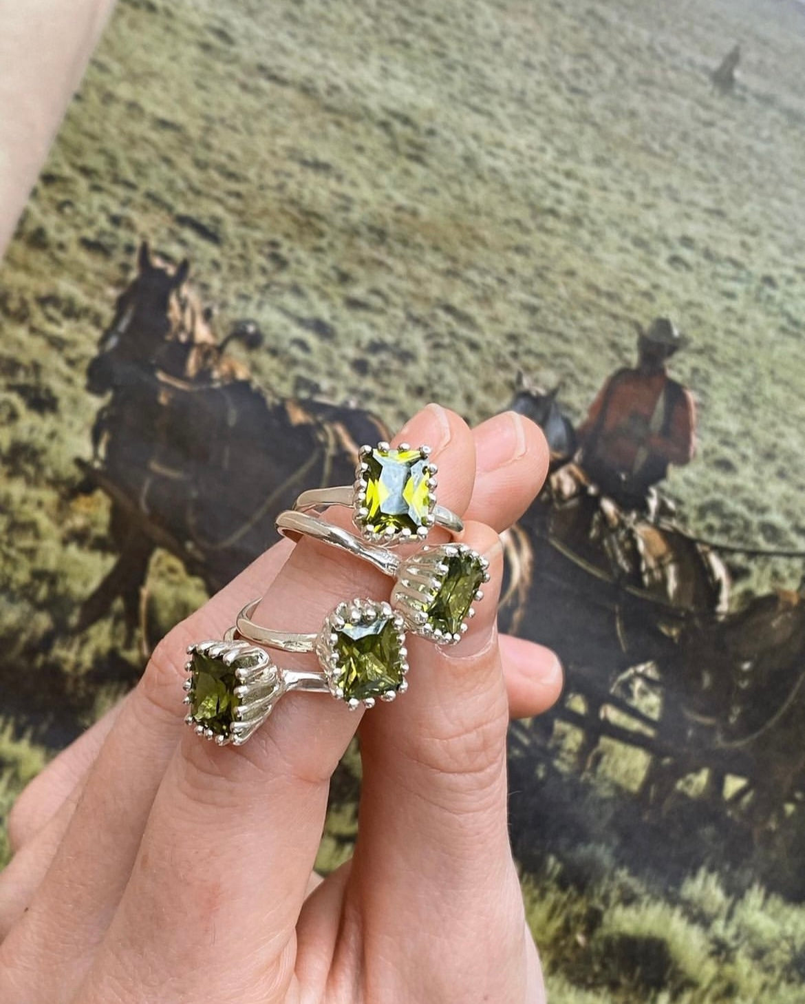 Ramona Stone Ring / Silver × Green