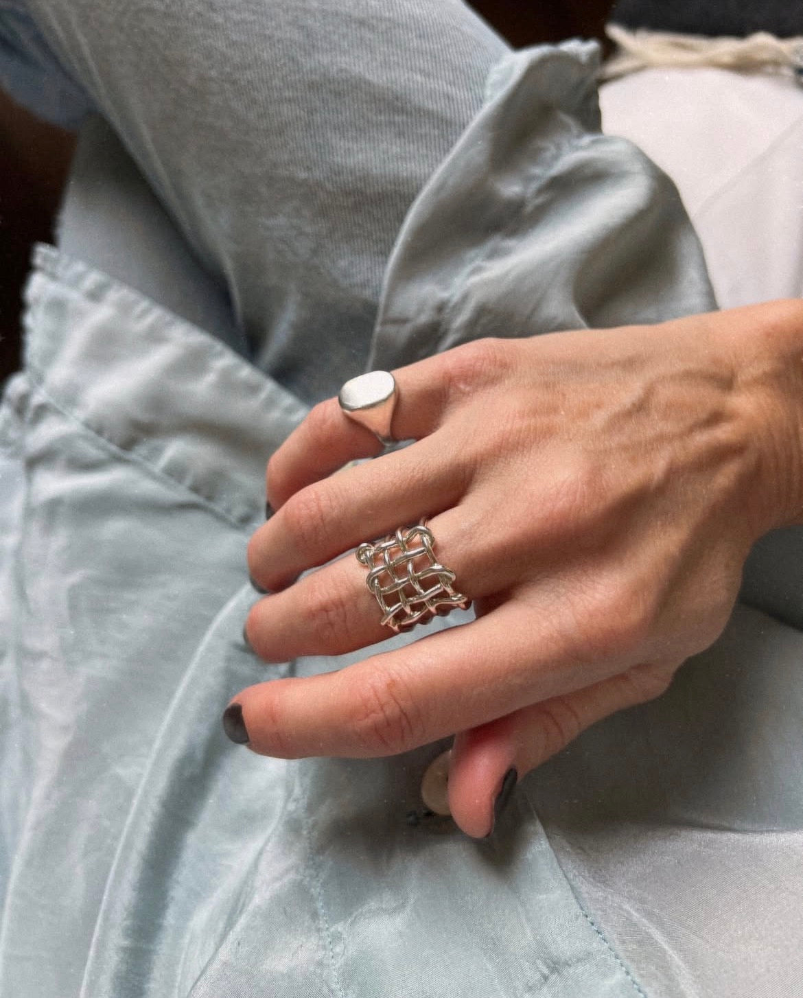 Louise Check Ring / Silver