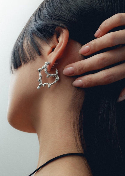 Miriam Heart Hoops / Silver