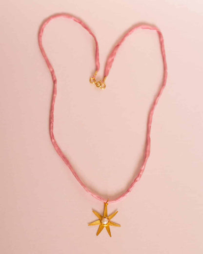 Atlas Silk Necklace / Pink*Gold