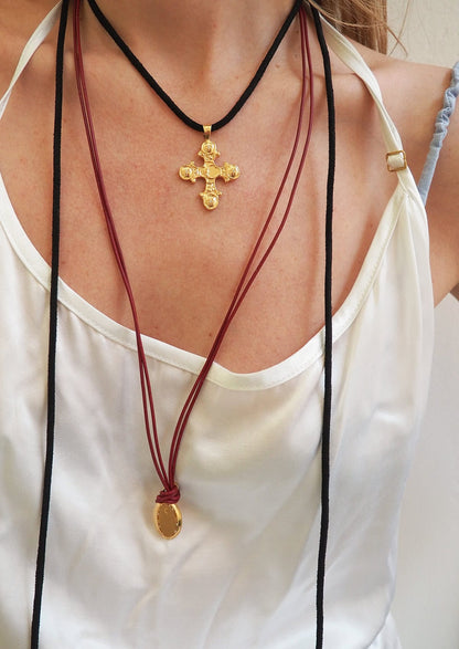 Angel Oval Leather Necklace