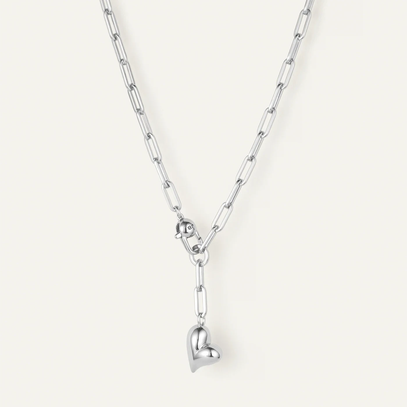 Puffy Heart Necklace / Silver