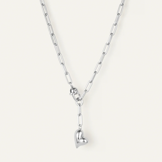 Puffy Heart Necklace / Silver