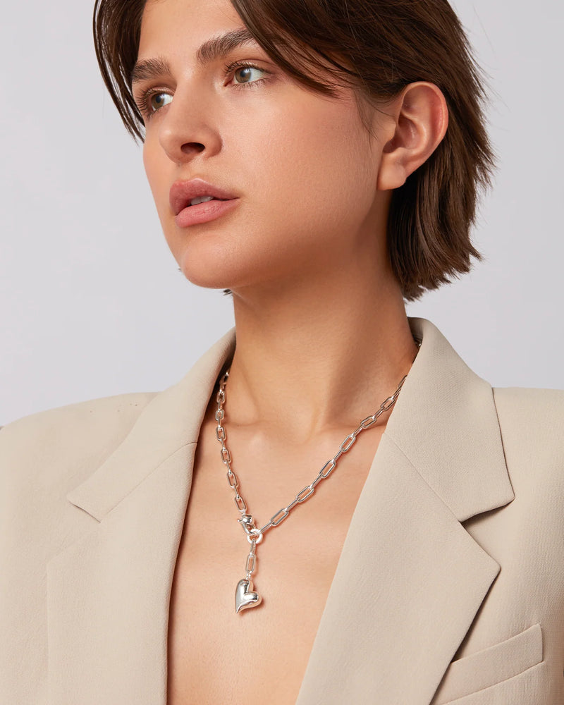 Puffy Heart Necklace / Silver