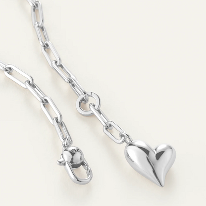 Puffy Heart Necklace / Silver