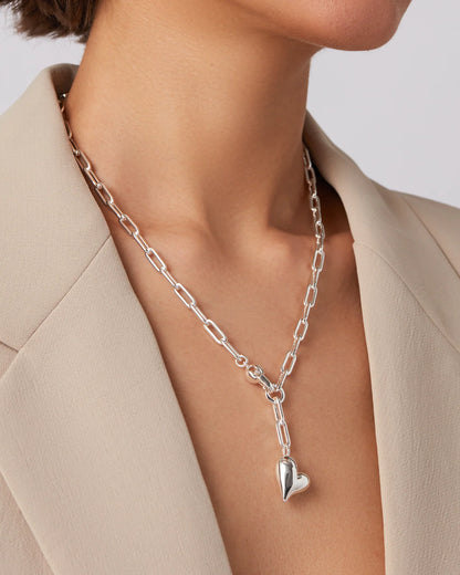 Puffy Heart Necklace / Silver