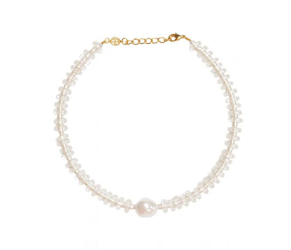 Rondelle Wave Necklace / Clear*Pearl