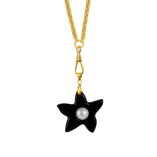 XL Star Belcher Chain Necklace / Black