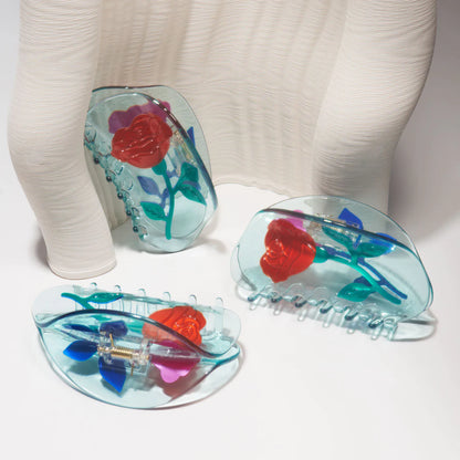 Flower Claw Clip L / Light Blue