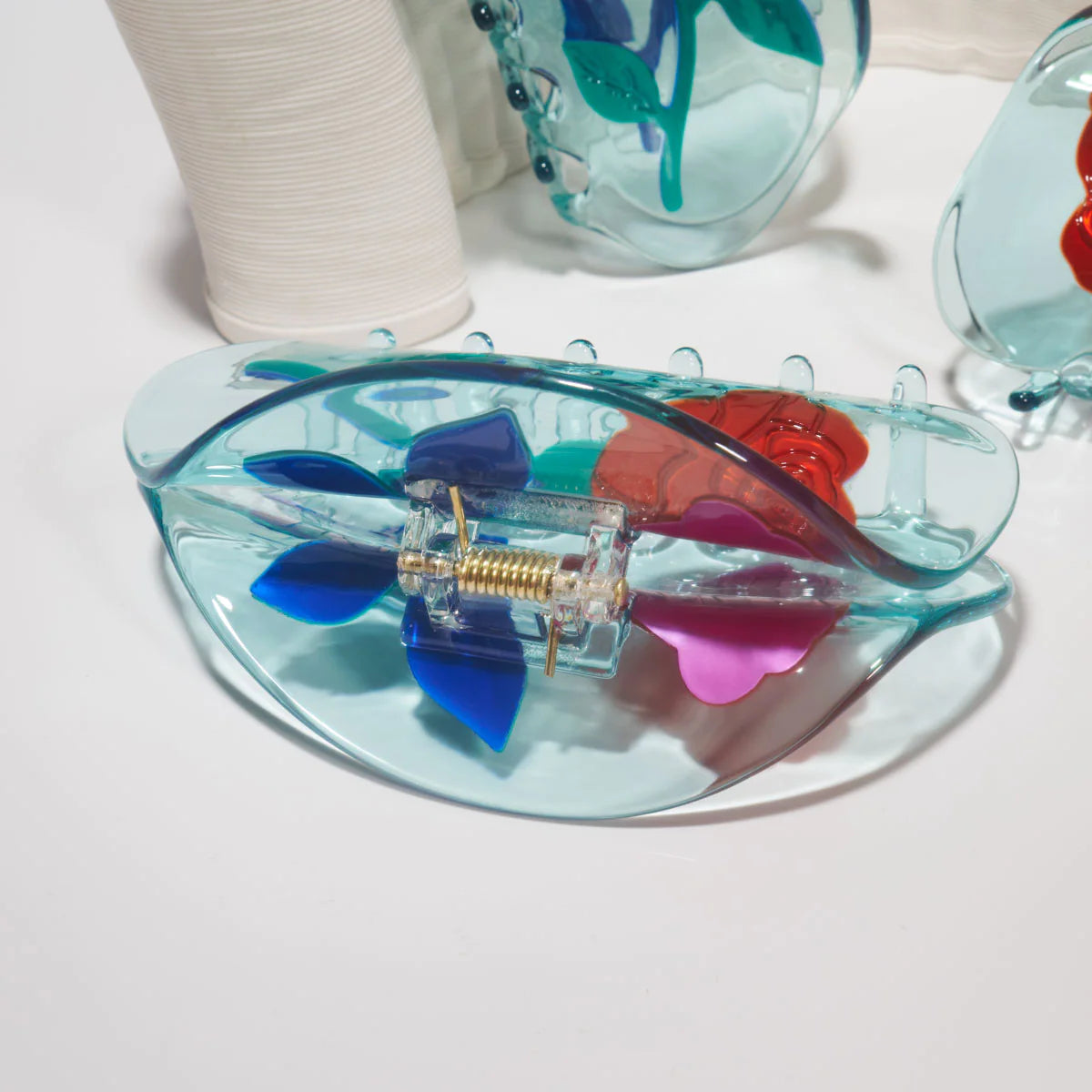 Flower Claw Clip L / Light Blue