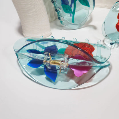 Flower Claw Clip L / Light Blue