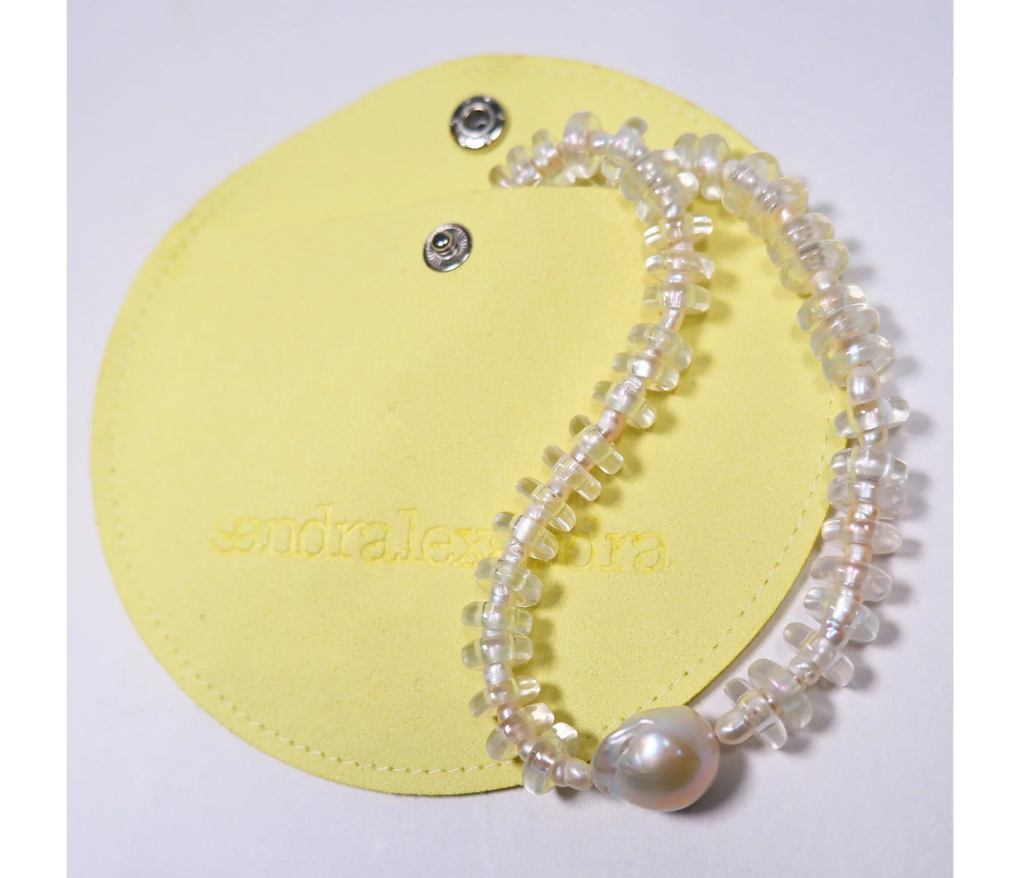 Rondelle Wave Necklace / Clear*Pearl