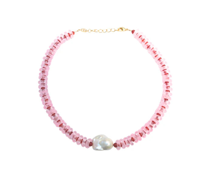 Rondelle Wave Necklace / Pink*Red