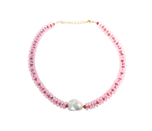 Rondelle Wave Necklace / Pink*Red