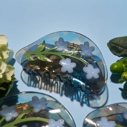 Flower Claw Clip L / Clear Marble