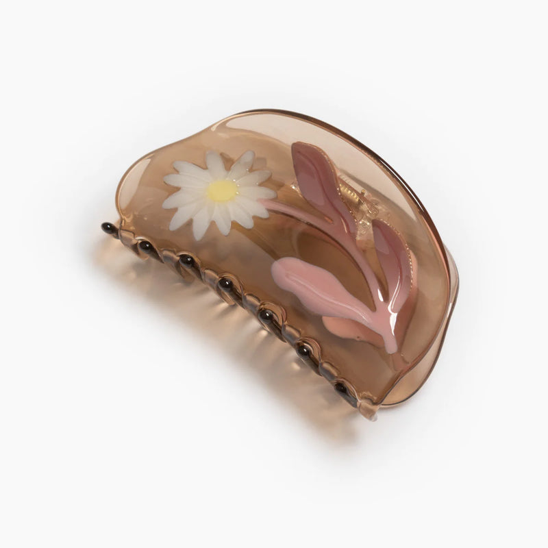 Flower Claw Clip / clear brown