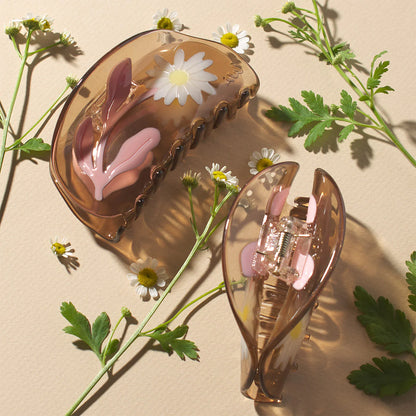 Flower Claw Clip M / Brown