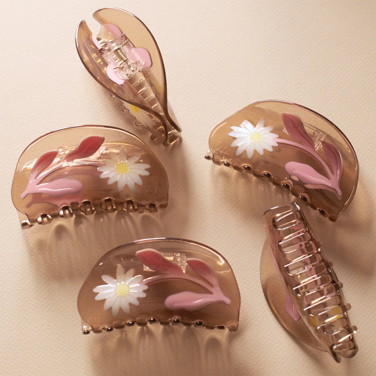 Flower Claw Clip M / Brown