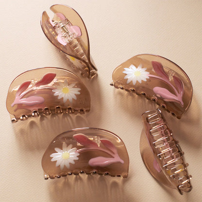 Flower Claw Clip M / Brown