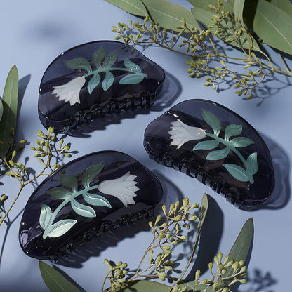 Flower Claw Clip M / Gray