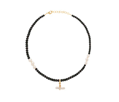 Pearl T Bar Necklace / Black Onyx＜予約商品＞