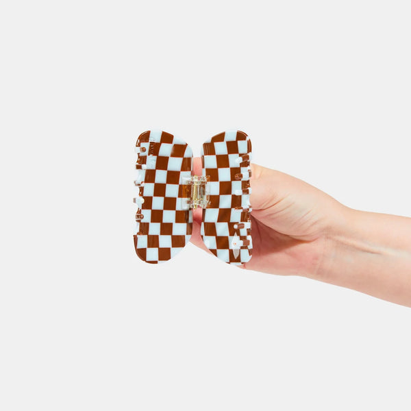 NEW Checker Claw Clip / Mint × Brown