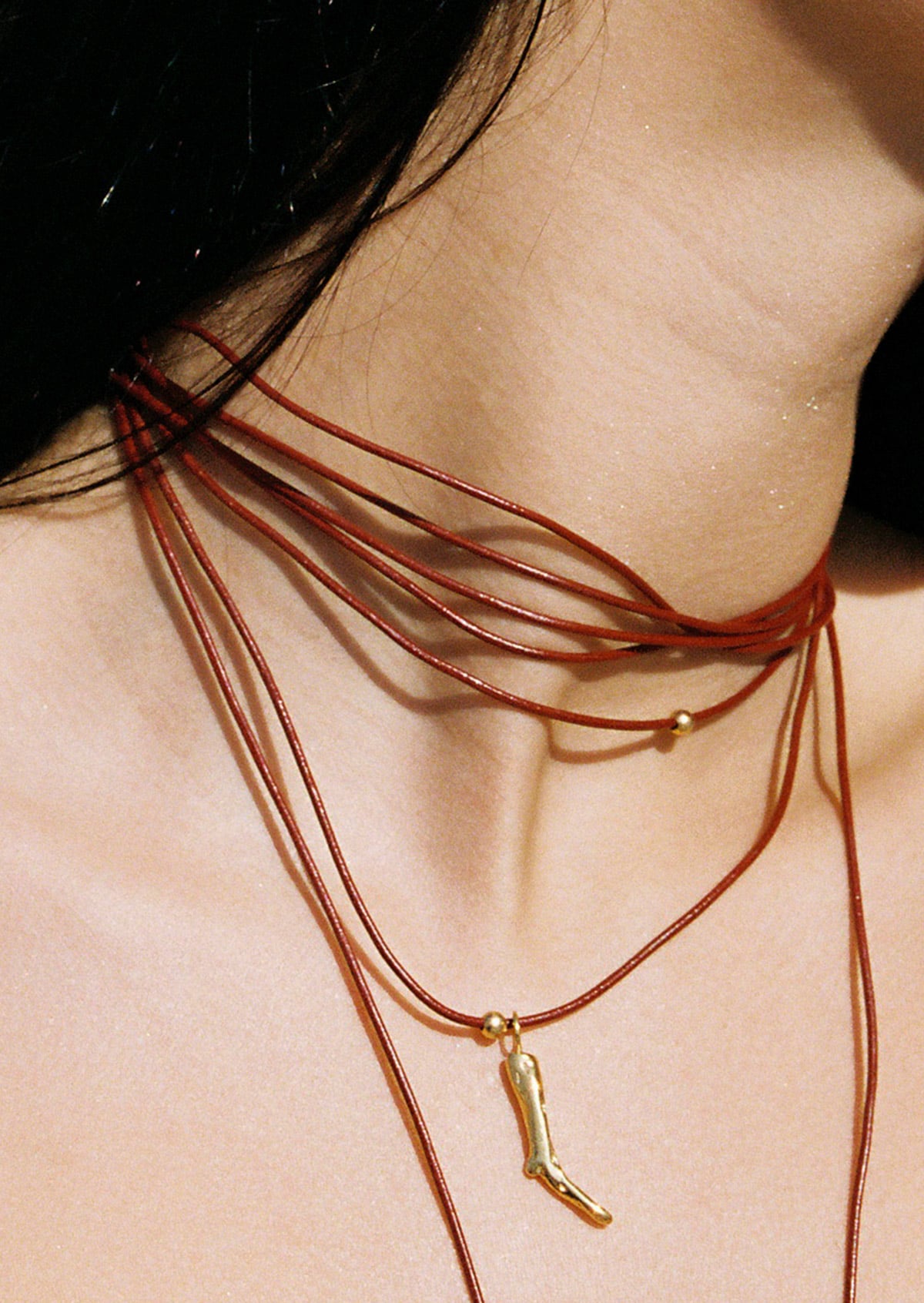 Molten Coral Leather Choker