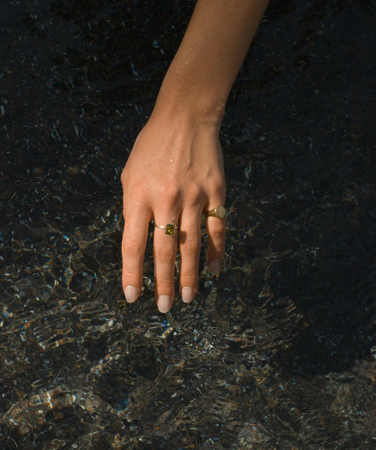 Ramona Stone Ring / Silver × Green