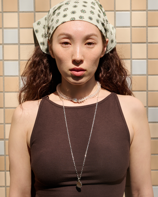 Rondelle Wave Necklace / Clear*Pearl