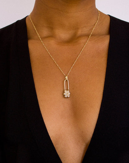 Flower Pin Necklace / Gold