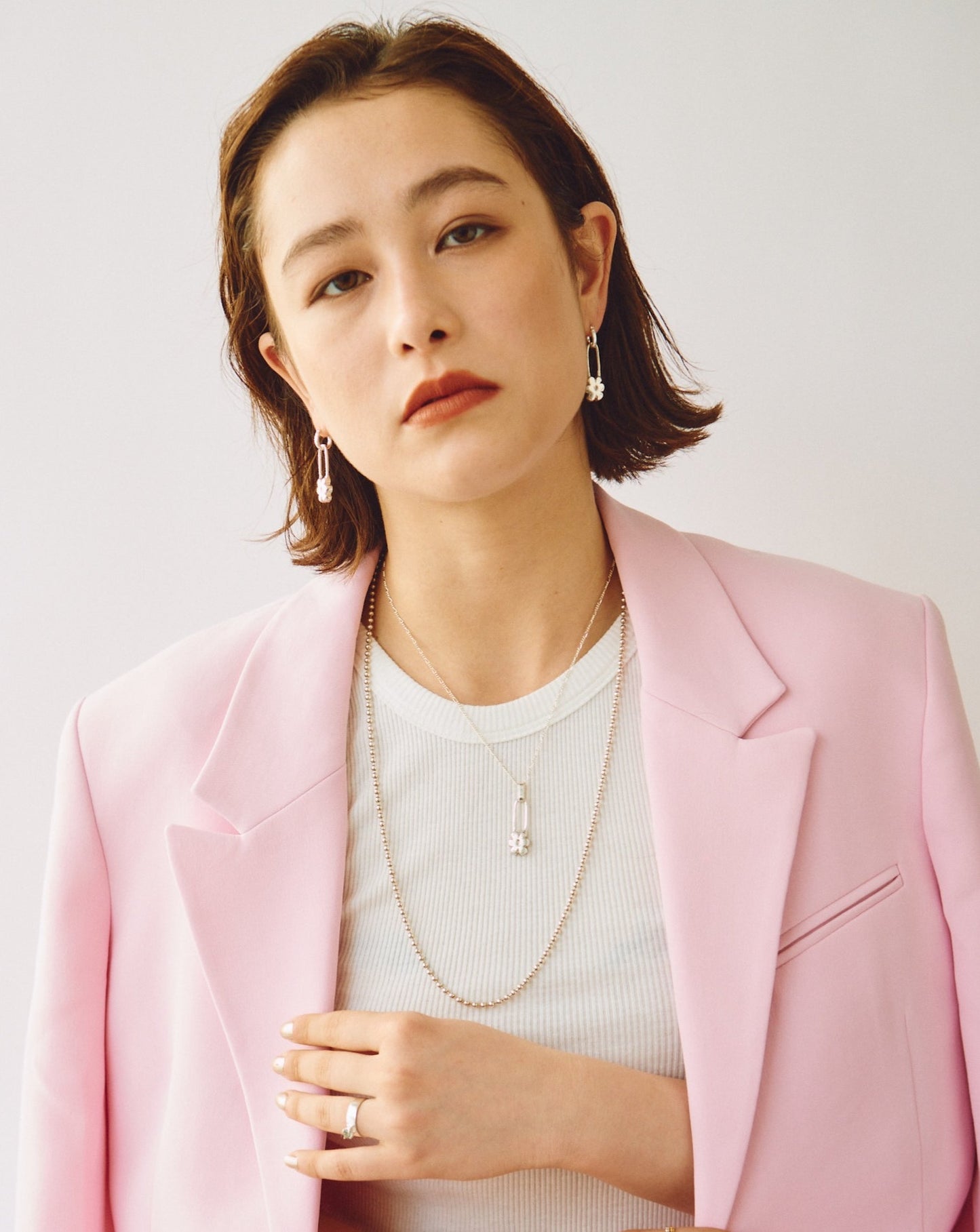 Flower Pin Necklace / Silver