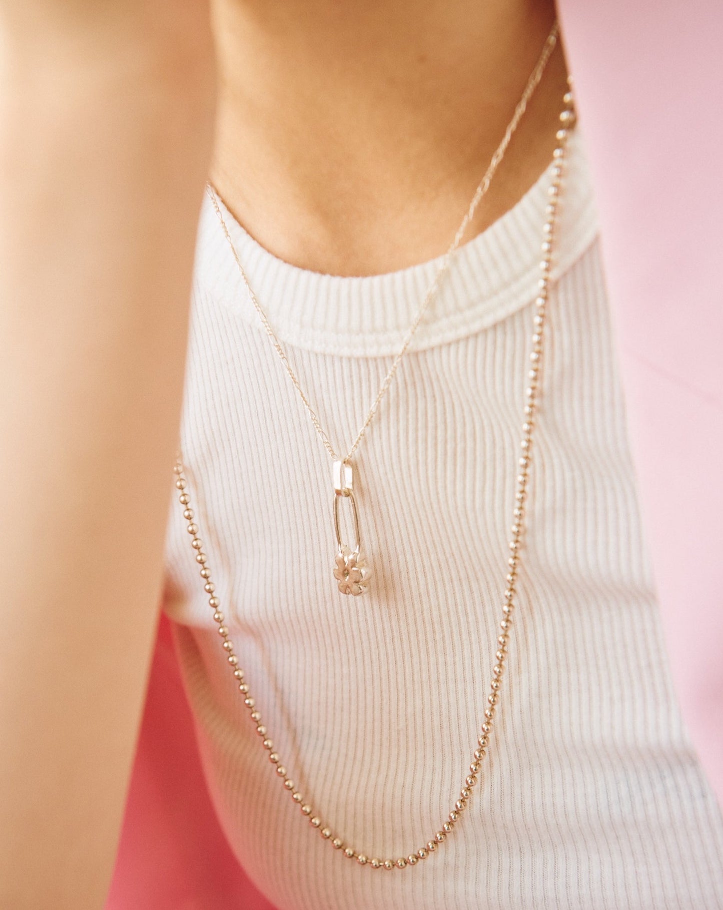 Flower Pin Necklace / Silver