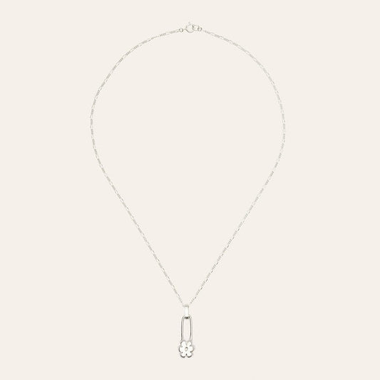 Flower Pin Necklace / Silver