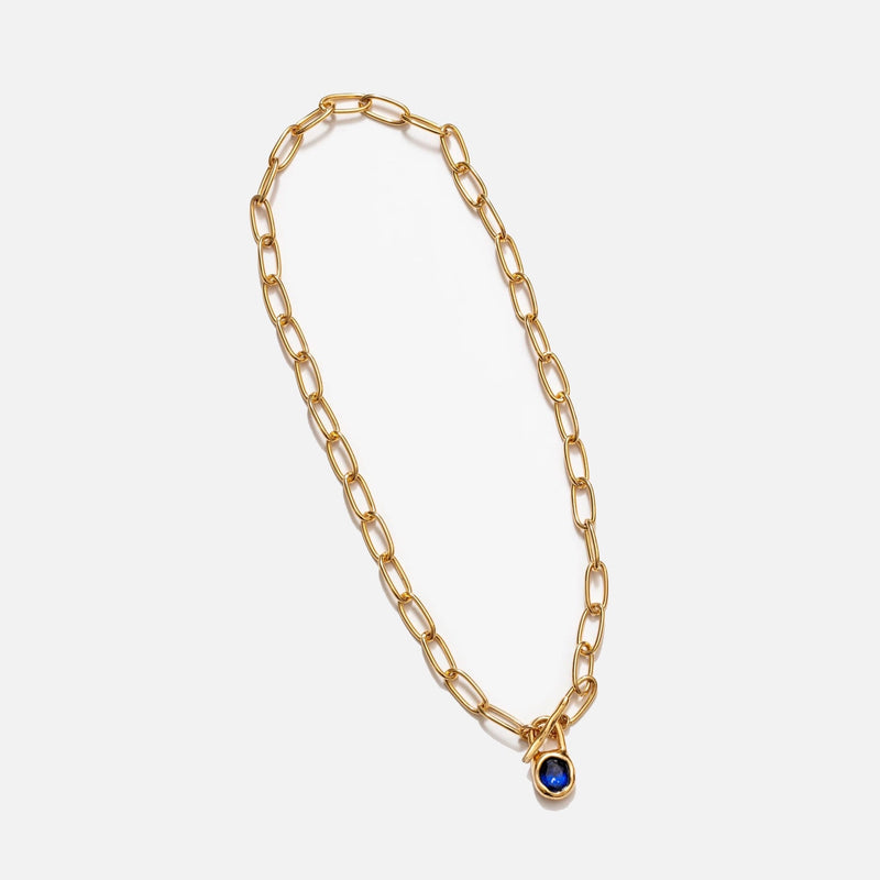 Margot Stone & Chain Necklace / Blue