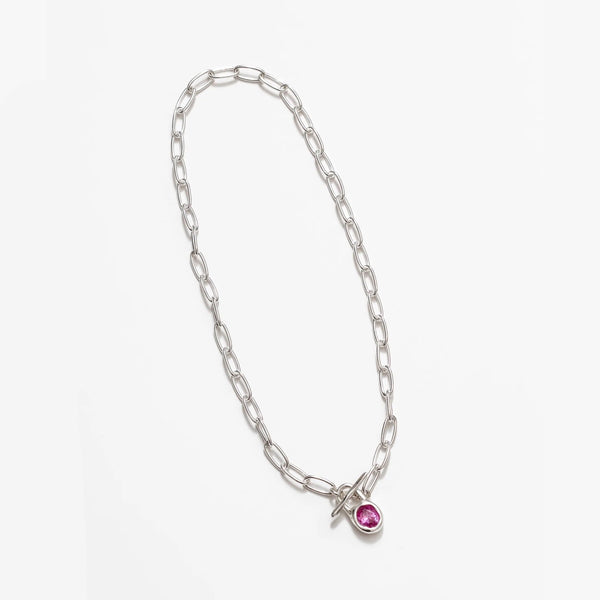 Margot Stone & Chain Necklace / Pink