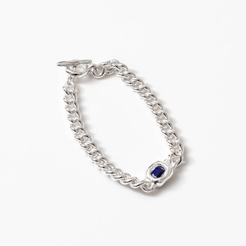 Tilda Stone & Chain Bracelet / Silver × Blue