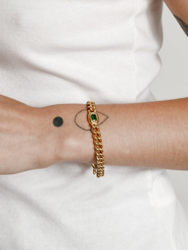 Tilda Stone & Chain Bracelet / Gold × Green