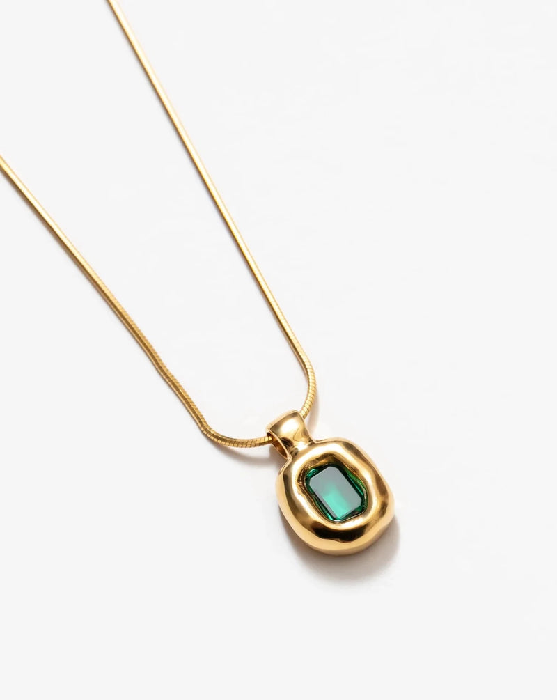 Freya Stone Necklace / Gold × Green