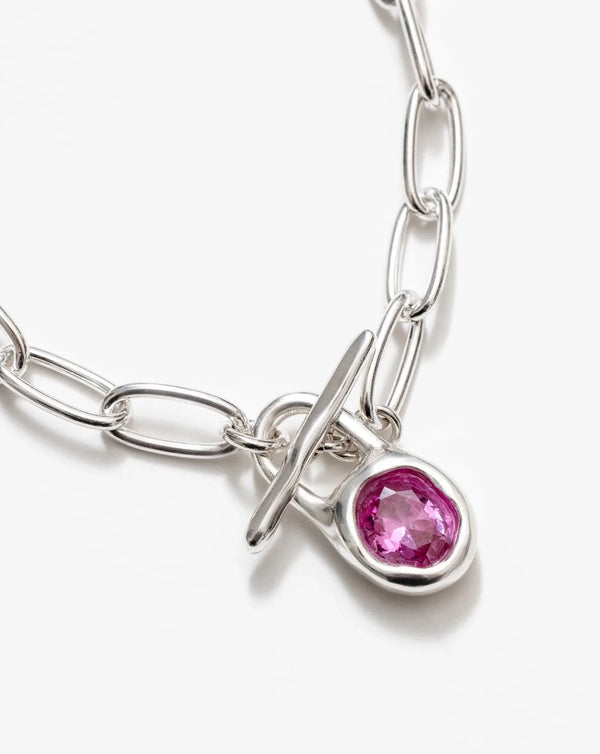 Margot Stone & Chain Necklace / Pink