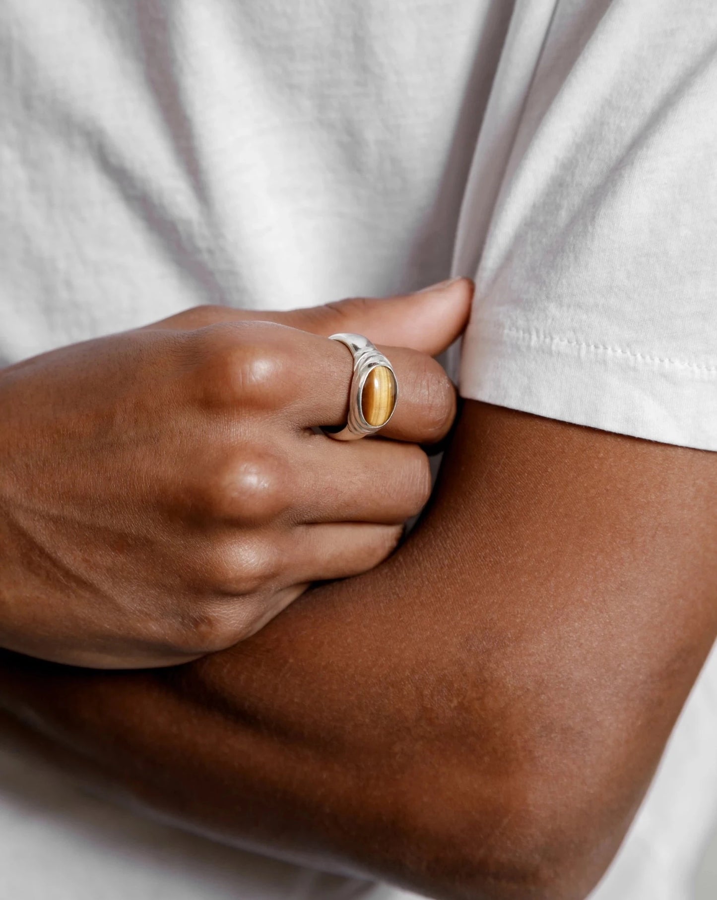 Column Tigers Eye Ring