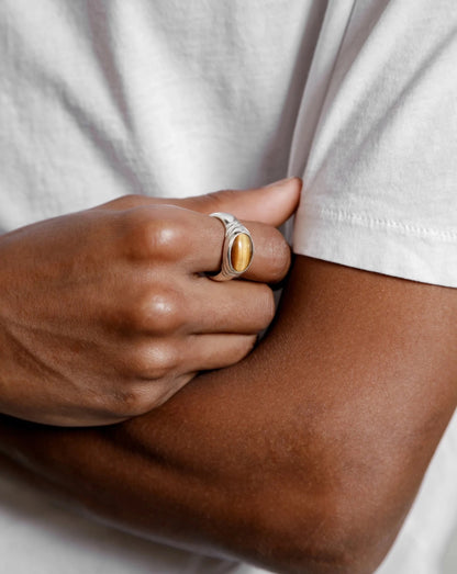 Column Tigers Eye Ring