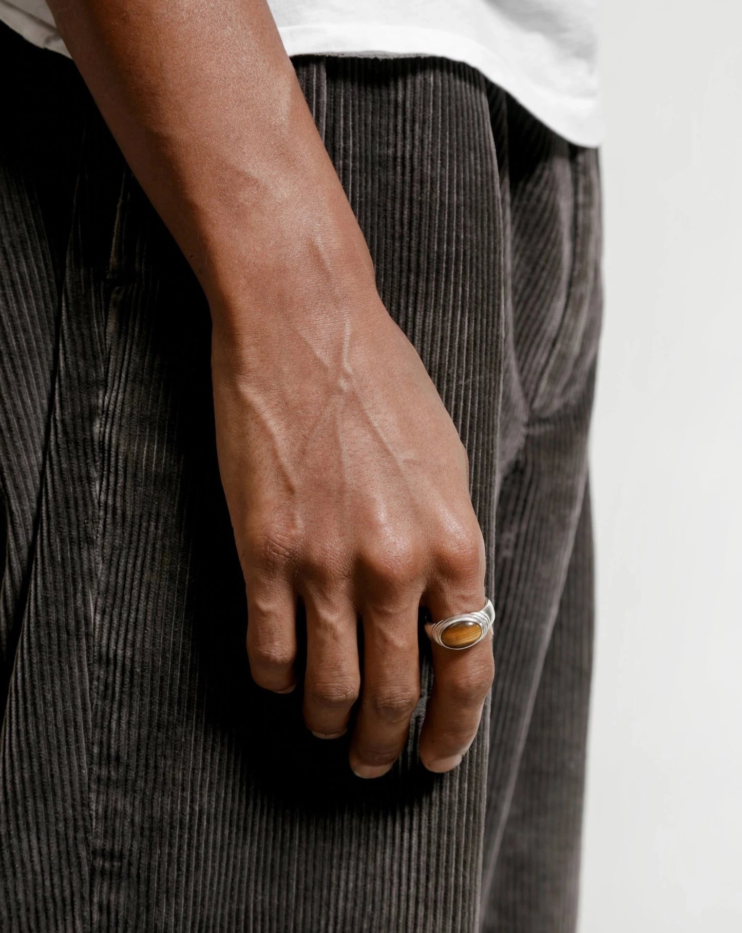 Column Tigers Eye Ring