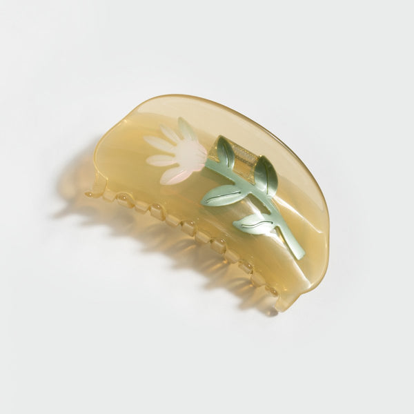 Flower Claw Clip / clear yellow